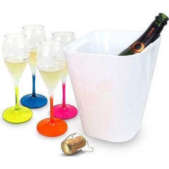 Ведро для охлаждения шампанского Pulltex Plastic Set c бокалами (4шт.)