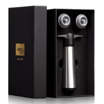 Вакуумный насос для вина Vacu Vin Stainless Steel + 2 пробки (подарочная упаковка)
