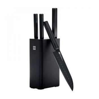 Набор из 4-х стальных ножей и подставки Xiaomi Mi HuoHou 5-Piece Non-Stick Kitchen Kinfe Set HU0076 Black RUS